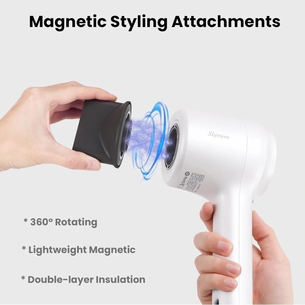 Pearl White Brushless High Speed Hair Dryer 110,000RPM Lightweight‎ #A19